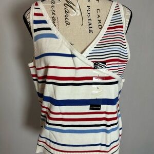 Liz Claiborne Multicolor Striped Tank Top Large Knit Top